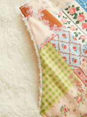 Fleece Geometric & Ditsy Floral Patched Drawstring Oversized Hoodie