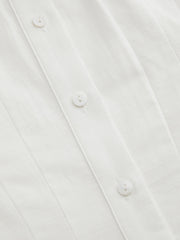 Cotton-blend Collar Long Sleeve Tie Back Button Shirt