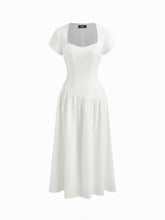 Sweetheart Neckline Short Sleeve Ruffle Midi Dress
