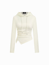 Cotton-blend Drawstring Ruched Hoodie