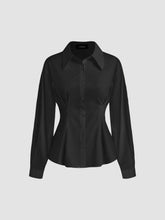 100% Cotton Polo Stripe Waist-cinching Shirt