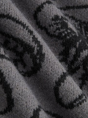 Knit V-neck Mushroom Graphic Cardigan Curve & Plus