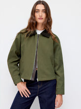 Collar Zip Through Cotton-blend Barn Jacket