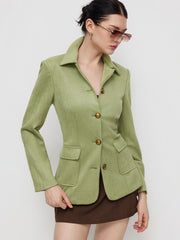 Suede Collar Button Up Pocket Jacket