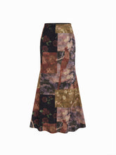 Velvet Mid Rise Floral Elastic Waist Maxi Mermaid Skirt