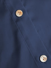 Satin Collar Solid Button Long Sleeve Shirt