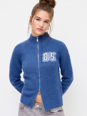 05 Knit Wool-blend Stand Collar Long Sleeve Zip Through Cardigan