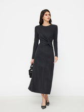 Round Neckline Solid Twist Maxi Dress