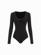 Jersey Scoop Neckline Cut Out Beaded Detail Long Sleeve Bodysuit