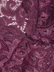 Lace V-neck Ruched Asymmetrical Hem Top