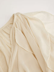 Chiffon V-neck Button Ruffle Oversized Long Sleeve Blouse