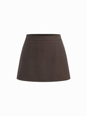 Mid Rise Striped A-line Mini Skort