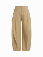 Cotton-blend Low Rise Tie Side Barrel-leg Trousers