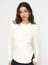 Thermal Cotton-blend Round Neckline Ruched Asymmetrical Hem Tee