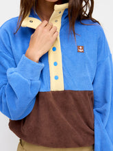 Faux Fur Stand Collar Colorblock Drawstring Oversized Sweatshirt