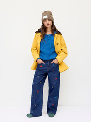 Cider Denim Low Rise Marine Life Embroidery Straight Leg Jeans