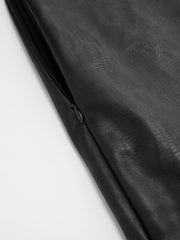 Faux Leather Mid Rise Pleated Buckle Mini Skirt