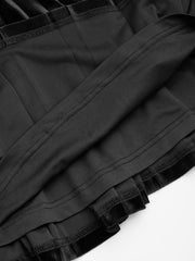 Velvet Mid Rise Pleated Knotted Mini Skirt