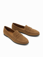 FAUX SUEDE ROUND TOE LOAFERS