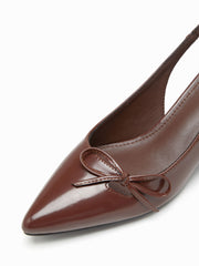 BOWKNOT POINTED TOE SLINGBACK HEELS