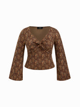 V-neck Floral Twist Long Sleeve Top Curve & Plus