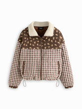 Cotton Funnel Neck Gingham & Ditsy Floral Patched Oversized Jacket
