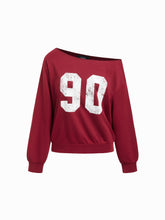 90 Terry Asymmetrical Neck Long Sleeve Sweatshirt