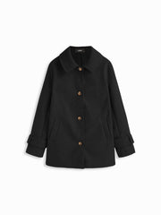 Wool-look Collar Long Sleeve Button Oversized Longline Shacket
