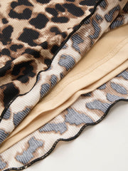 V-neck Leopard Print Bow Decor Mini Dress