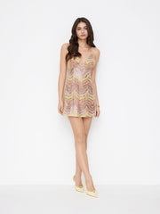 Sequins Sweetheart Neckline Wave Slip Mini Dress
