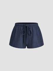Cotton-blend Low Rise Elastic Waist Shorts