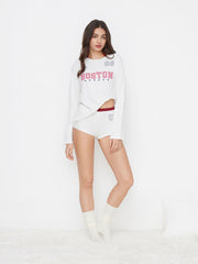 Boston 08 Oversized Top & Mid Rise Contrasting Binding Shorts Loungewear Set
