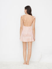Sweetheart Lace Trim Backless Ruffle Mini Nightdress