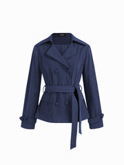 Corduroy Double Breasted Jacket With Belt