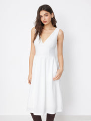 V-neck Solid Ruffle Hem Maxi Dress