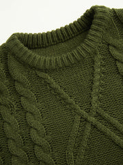 Cable Knit Lace Up Knotted Oversized Sweater Curve & Plus