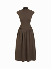 Jersey High Neck Tie Back Midi Dress