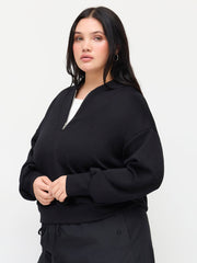 V-neck Solid Half Zip Sweatshirt Curve & Plus