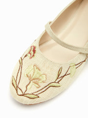 EMBROIDERED MARY JANE FLATS
