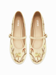 EMBROIDERED MARY JANE FLATS
