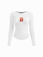 Jam Graphic Round Neckline Curved Hem Long Sleeve Tee
