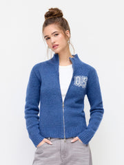 05 Knit Wool-blend Stand Collar Long Sleeve Zip Through Cardigan