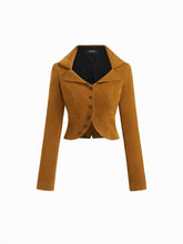 Suede Collar Solid Button Jacket