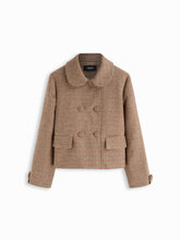Peter Pan Collar Houndstooth Oversized Blazer With Matching Button