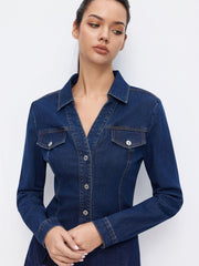 Denim Metal Detail Blouse
