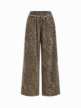 Cotton-blend Mid Rise Elastic Waist Floral Camo Wide Leg Trousers