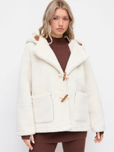 Fleece Collar Toggle Button Oversized Long Sleeve Duffle Jacket