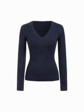 Cable Knit V-neck Long Sleeve Top