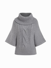 Cable Knit Wool-blend Turtleneck Mid-length Sleeve Oversized Top