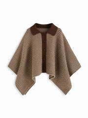 Knit Houndstooth Collar Cloak Sleeve Tweed Oversized Cardigan